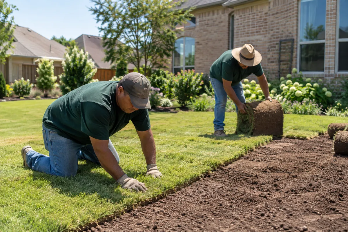 The Northridge Landscaping crew on a residential job in Dallas